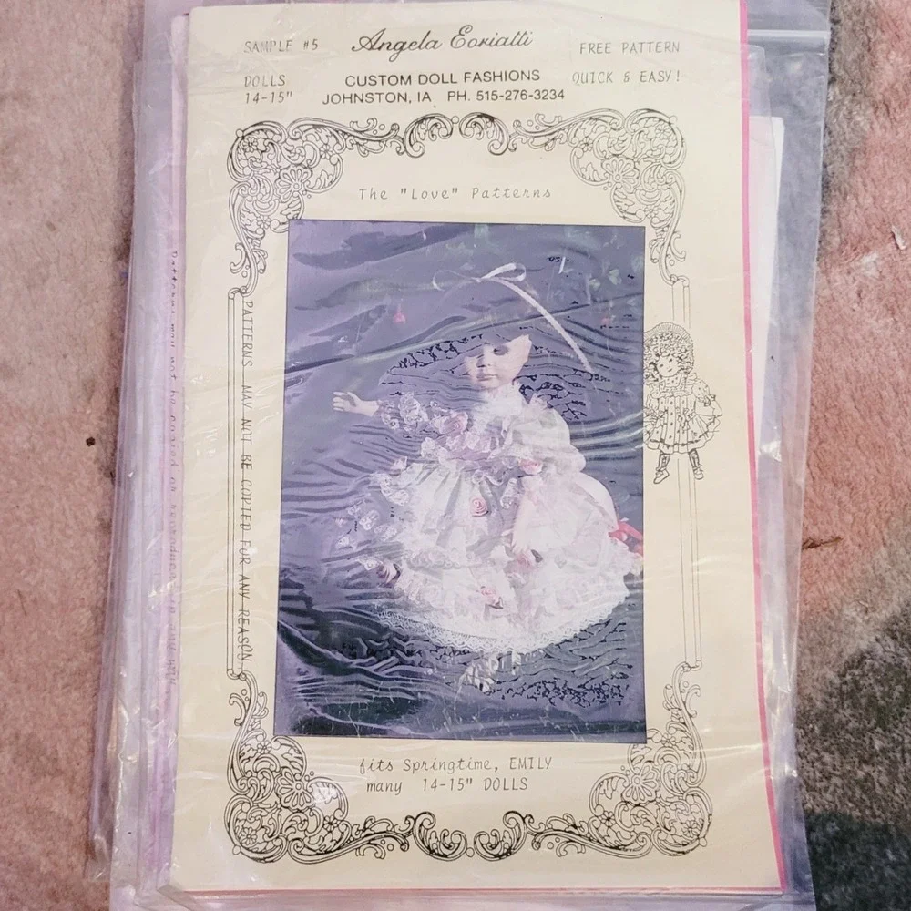 6 Vtg Angela Ecoriatti Custom Doll Fashion Patterns Lot Love Carlisle Collection